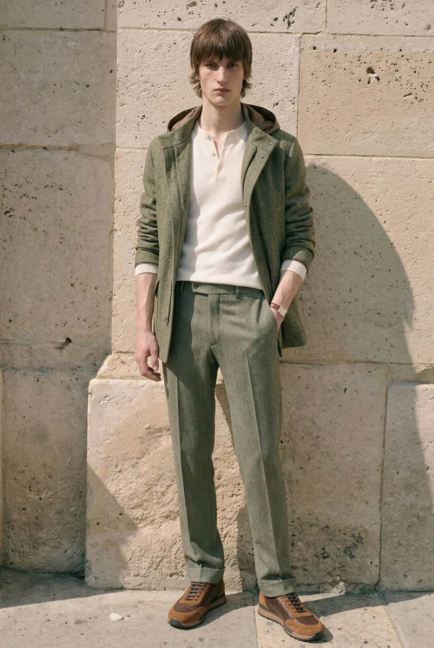 Arden Herringbone Hooded Coat - Image 3