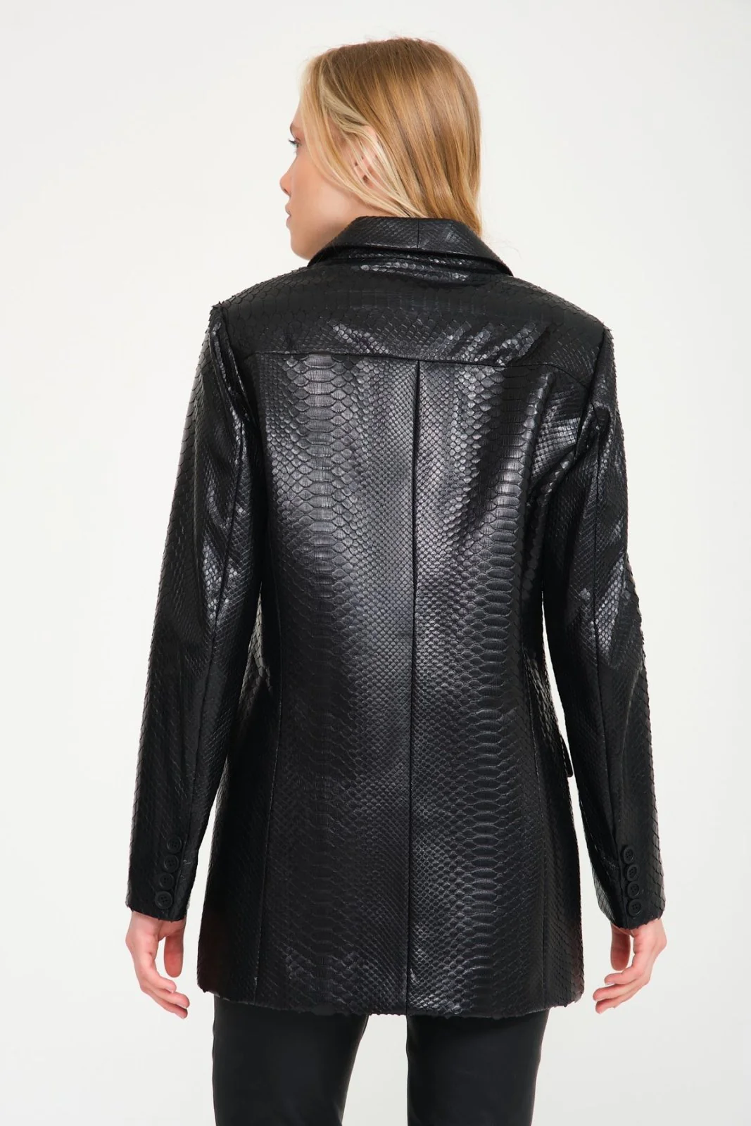 Black Python Leather Coat - Image 5