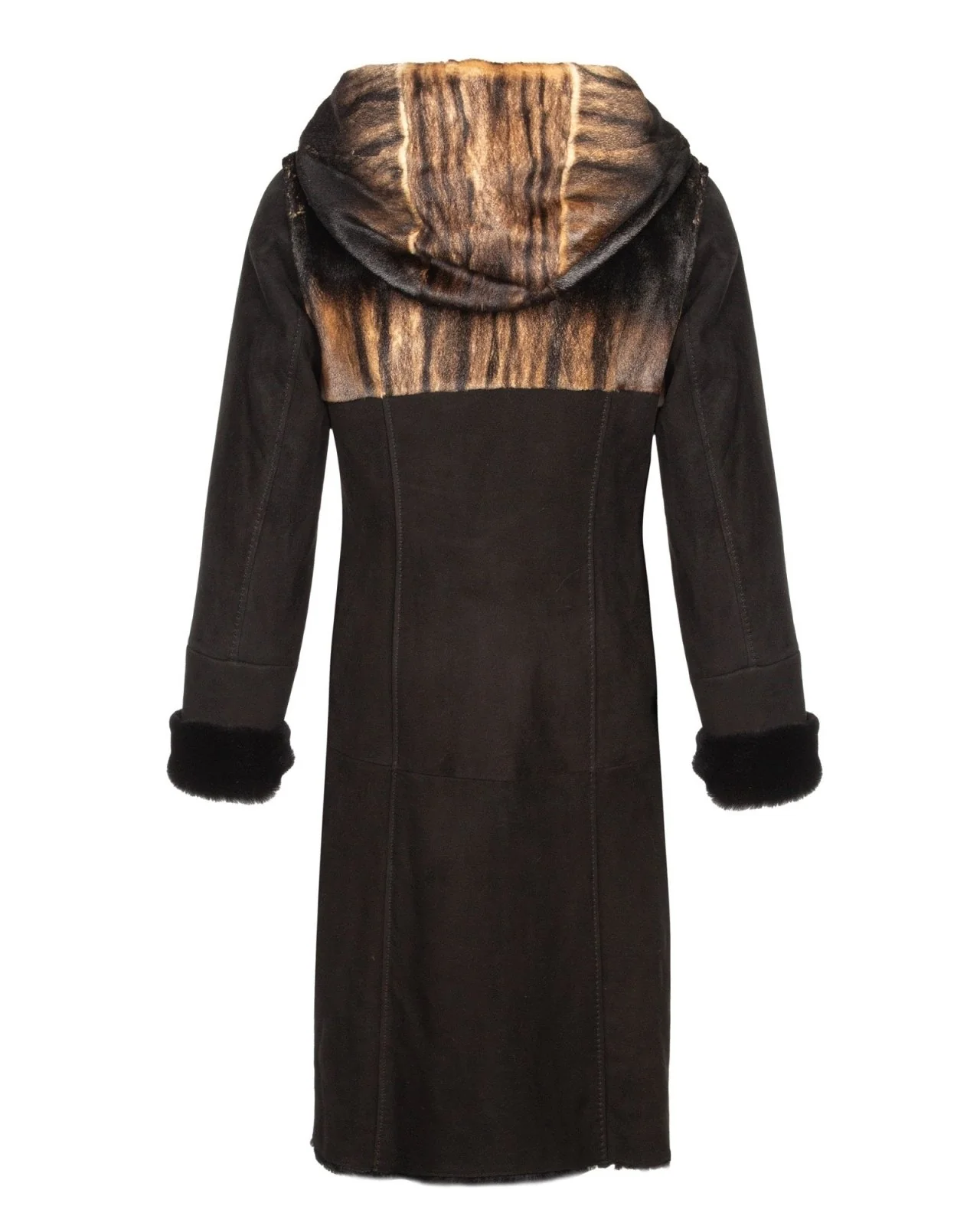 Brown Long Leather Coat - Image 4