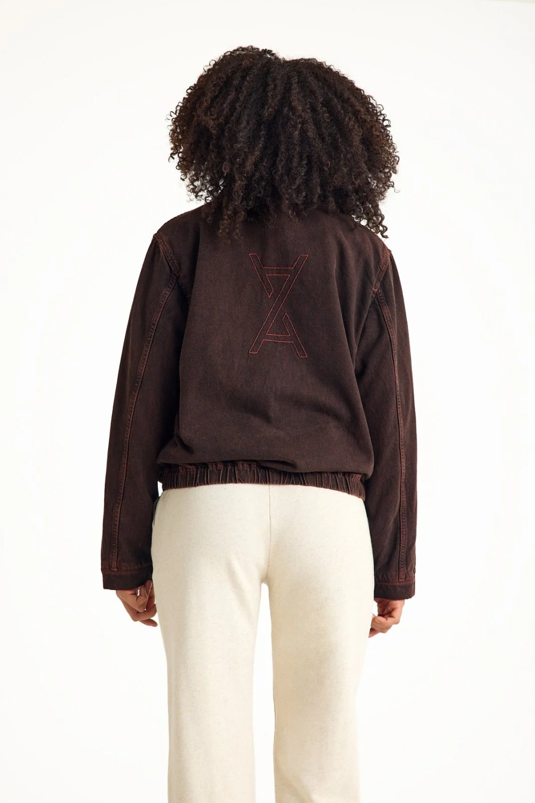 Burgundy Denim Women's Jacket - Image 4