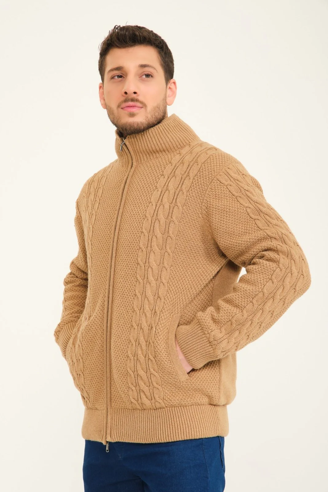 Camel Wool & Rex Fur Knit Cardigan - Image 4