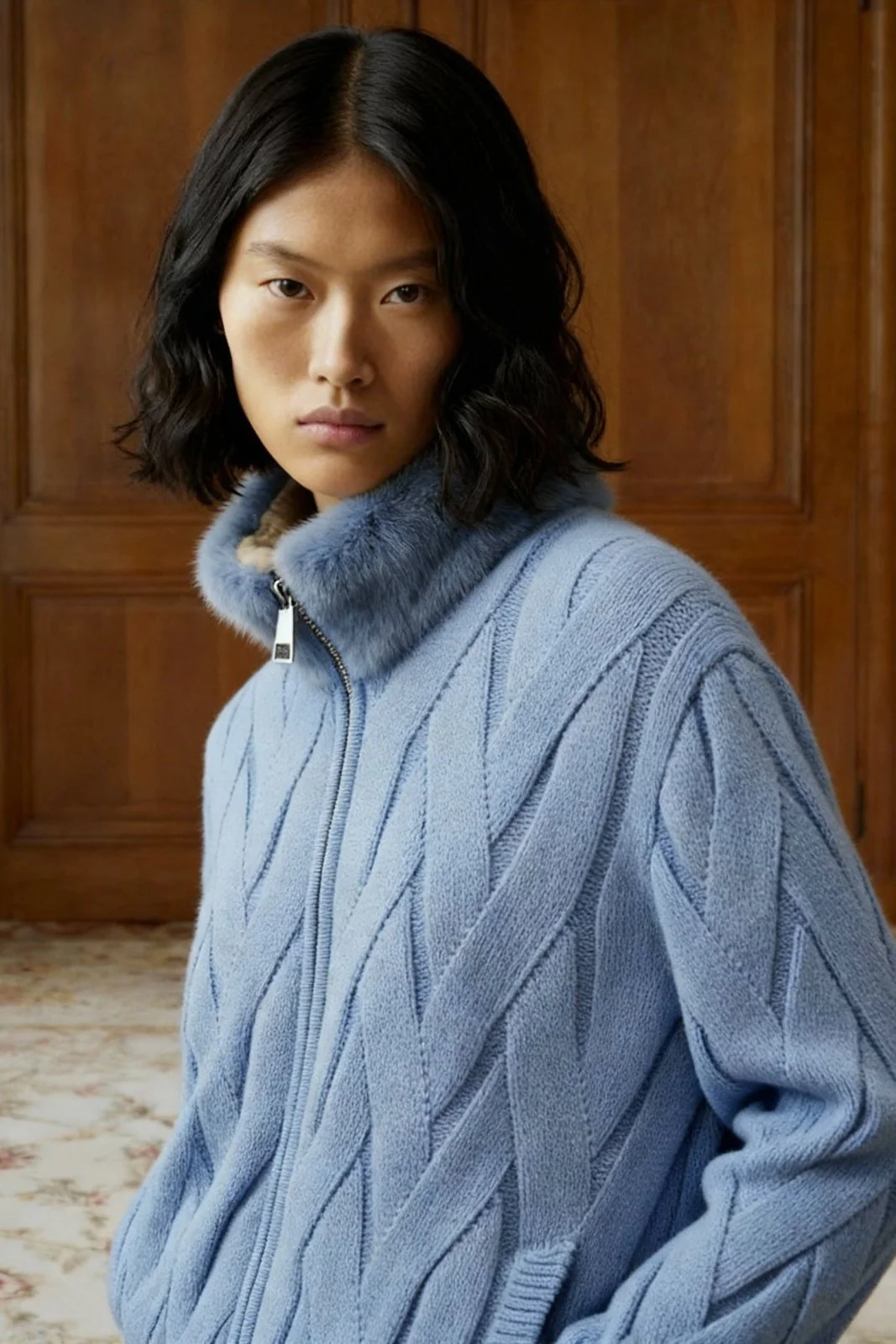 Cashmere Serenità Jacket with Mink Collar - Image 9