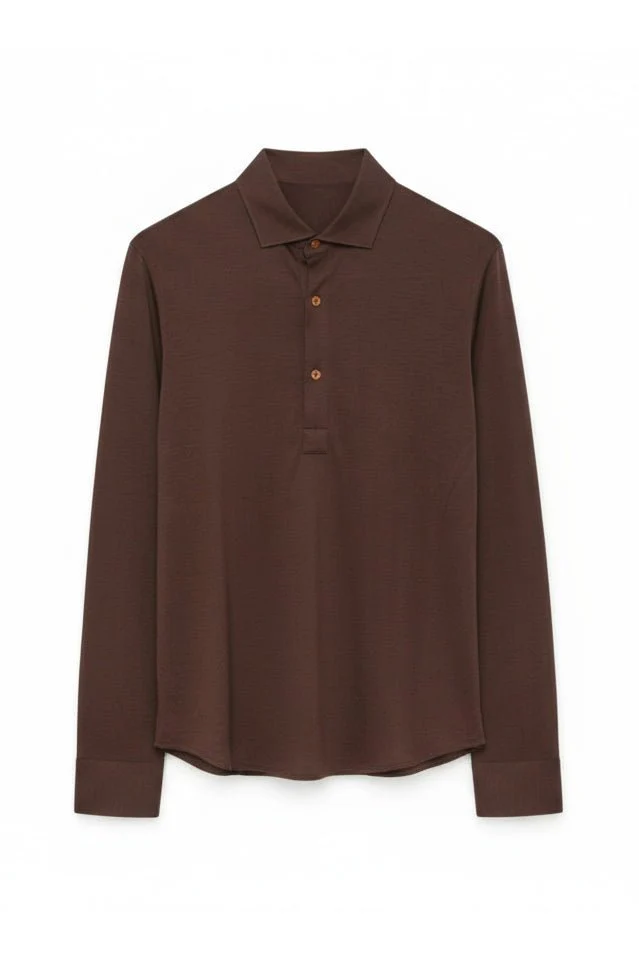 Chocolate Brown Wool Polo - Image 4