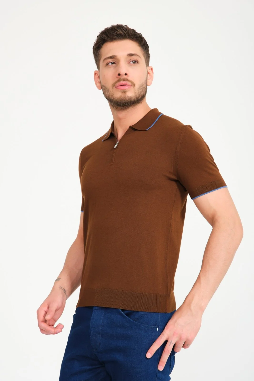 Cotton Zip Polo Shirt - Image 11