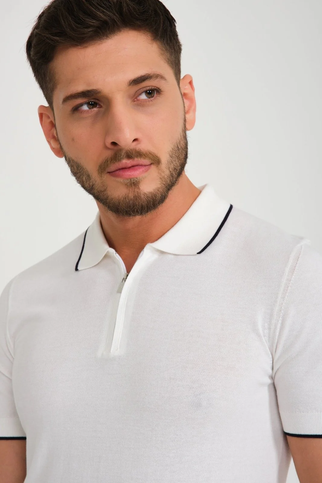 Cotton Zip Polo Shirt - Image 14