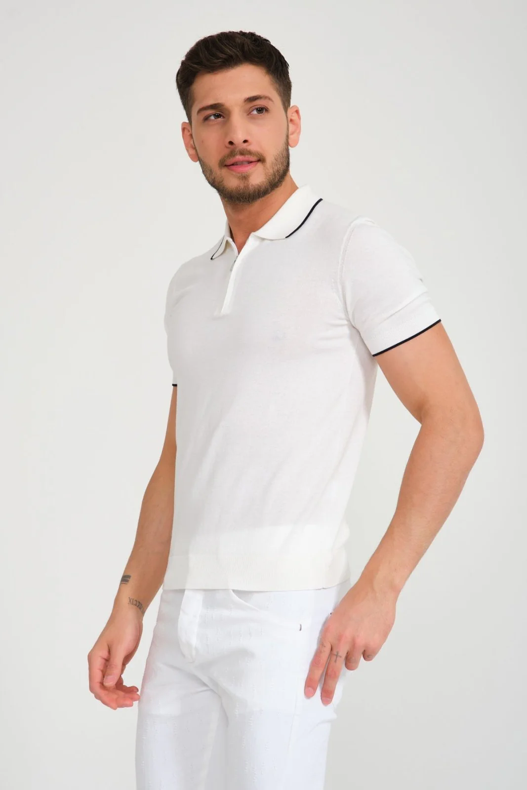 Cotton Zip Polo Shirt - Image 15
