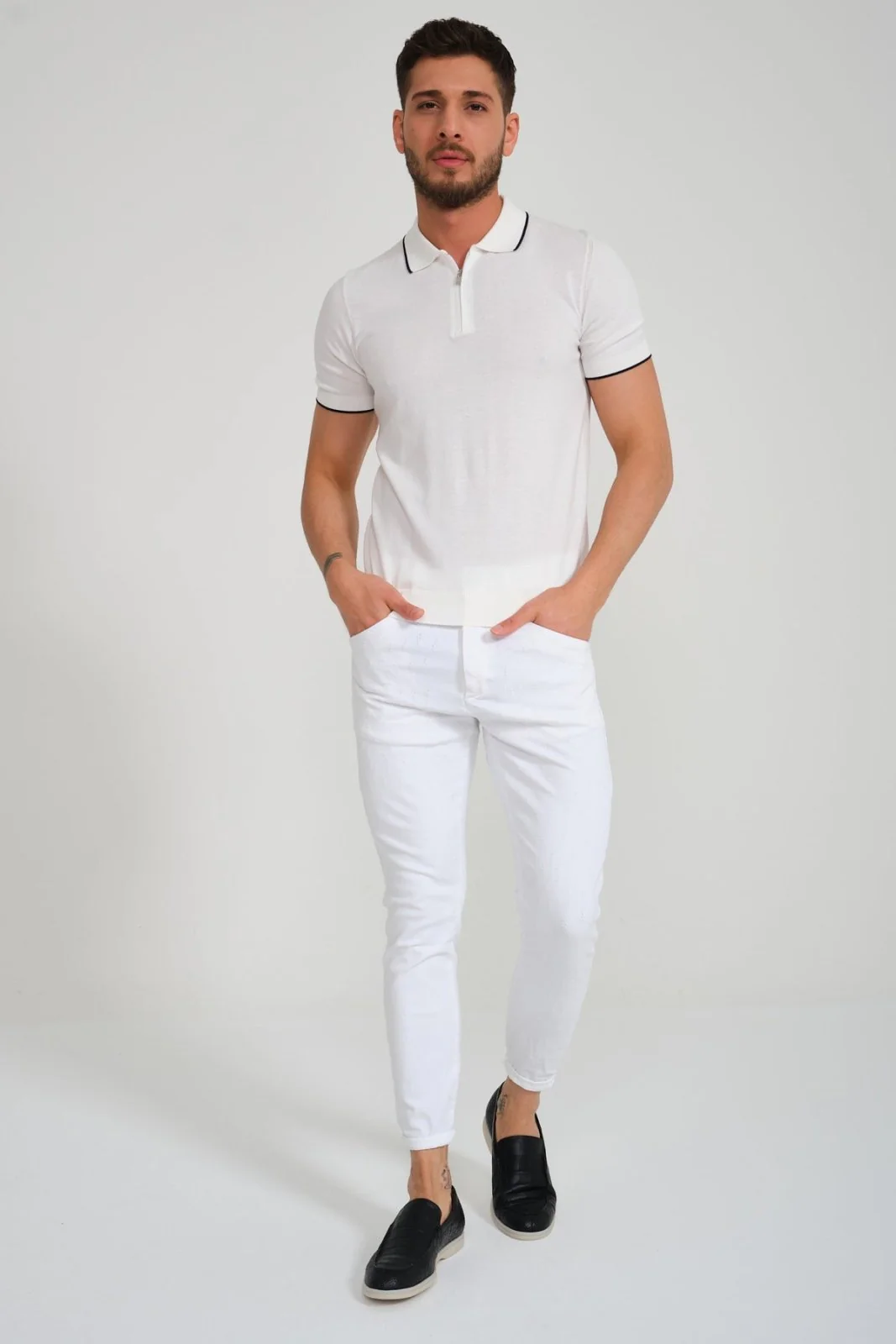 Cotton Zip Polo Shirt - Image 16