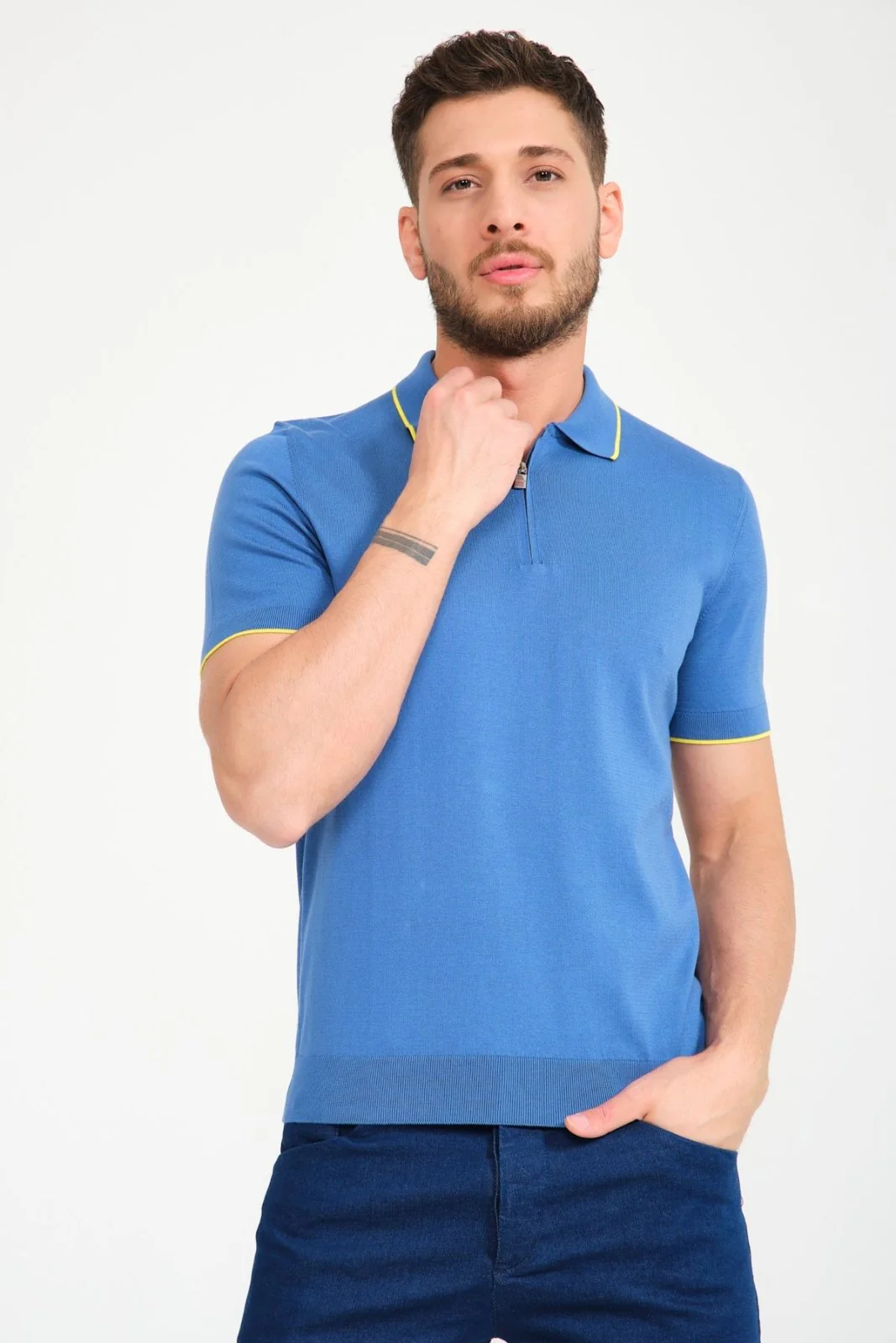 Cotton Zip Polo Shirt - Image 18
