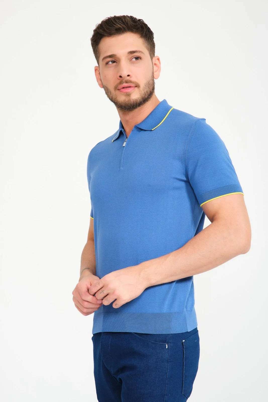 Cotton Zip Polo Shirt - Image 19