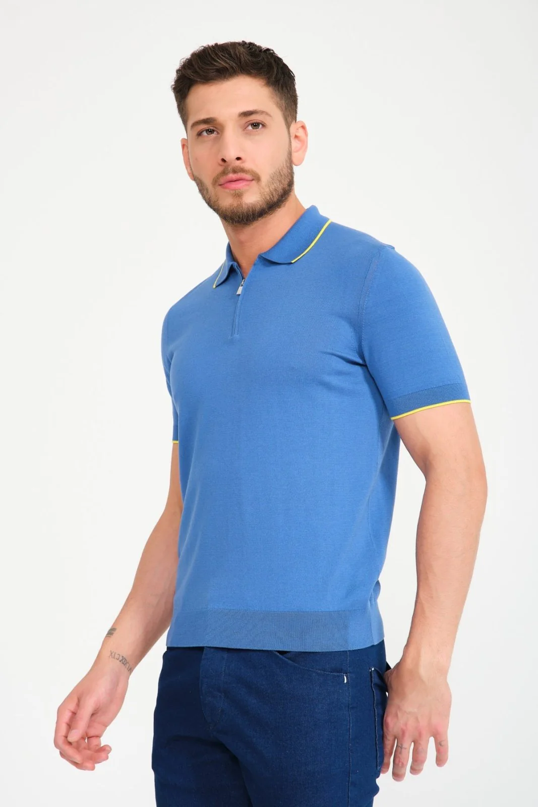 Cotton Zip Polo Shirt - Image 21