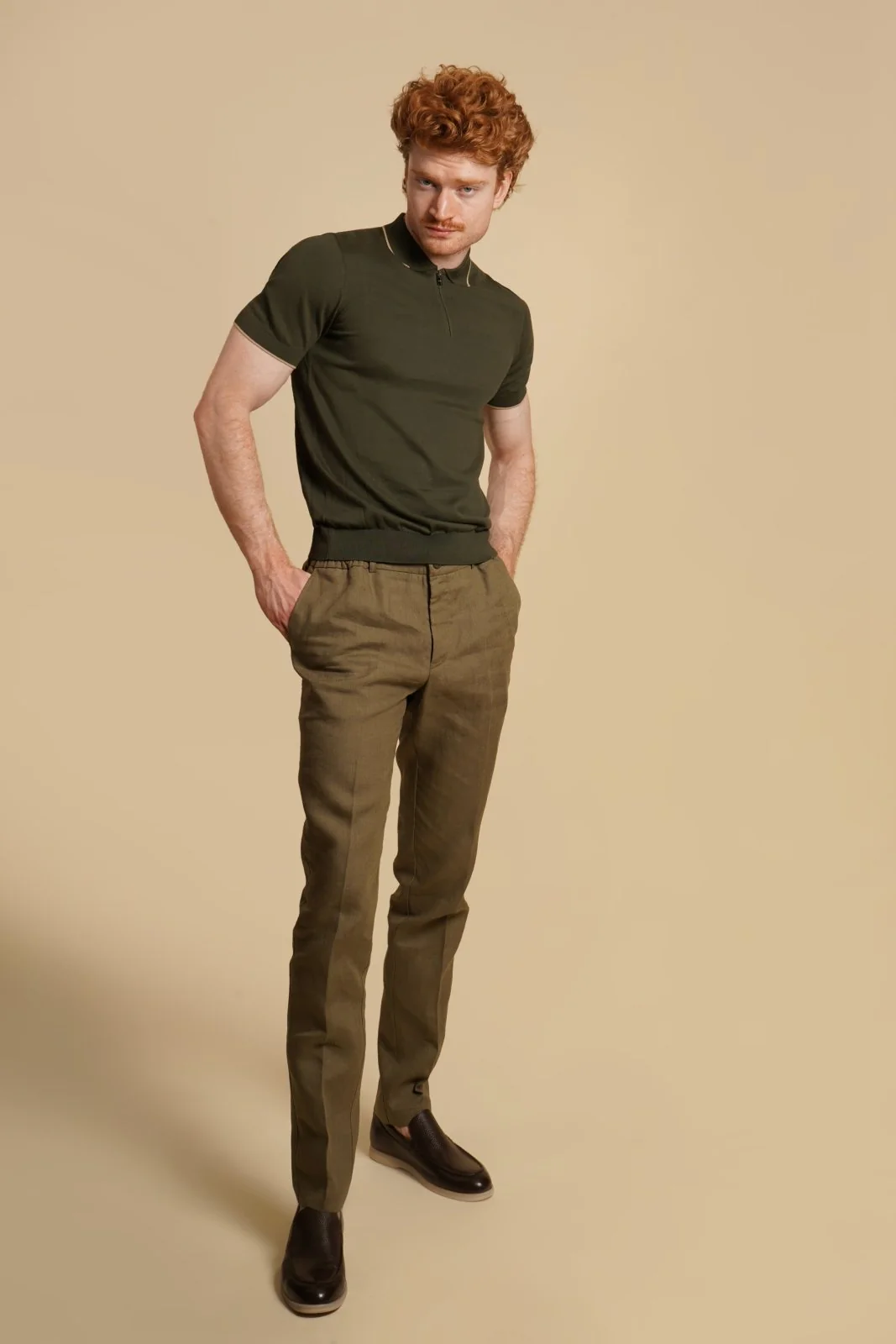 Cotton Zip Polo Shirt - Image 7