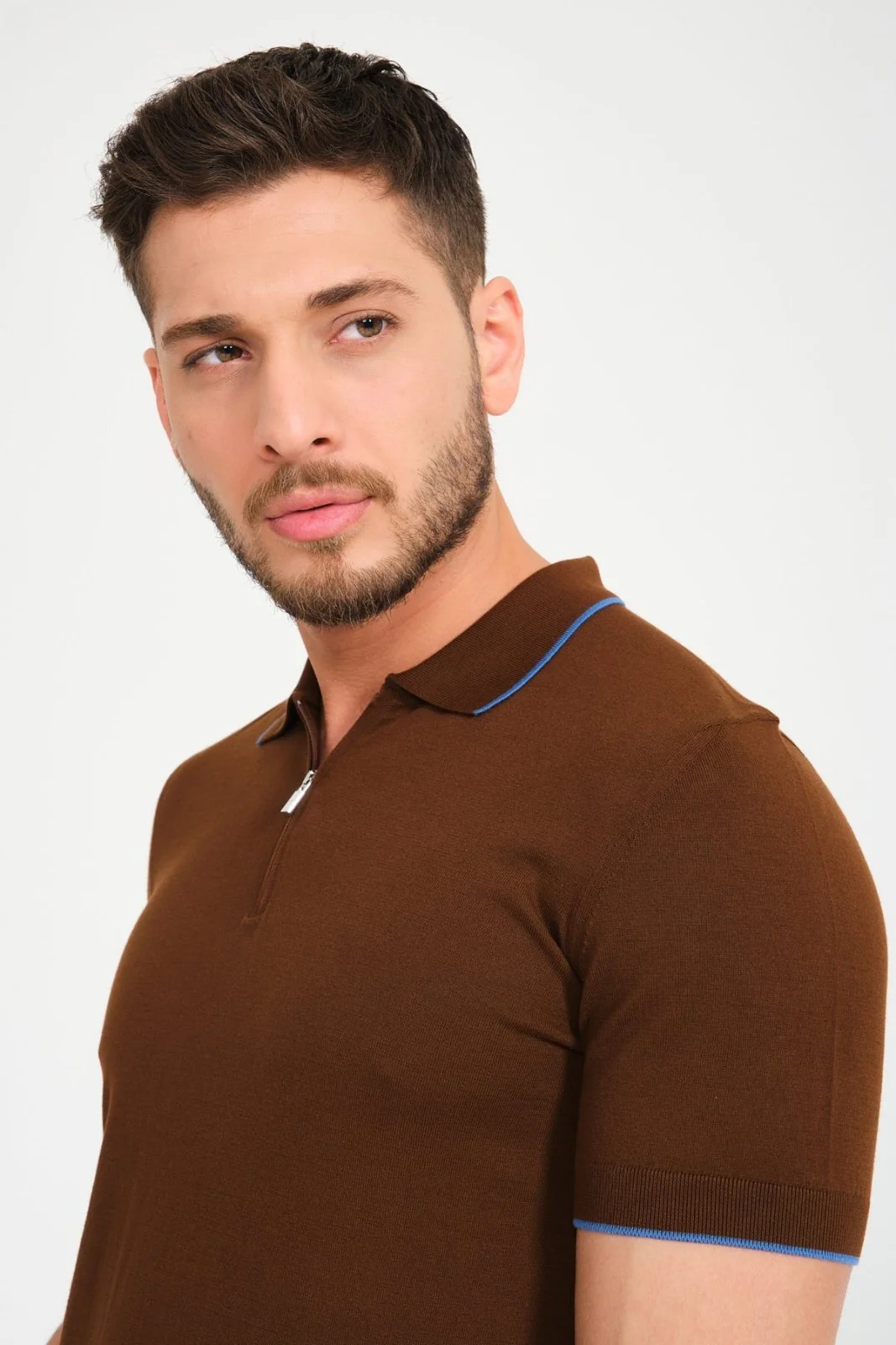 Cotton Zip Polo Shirt - Image 9