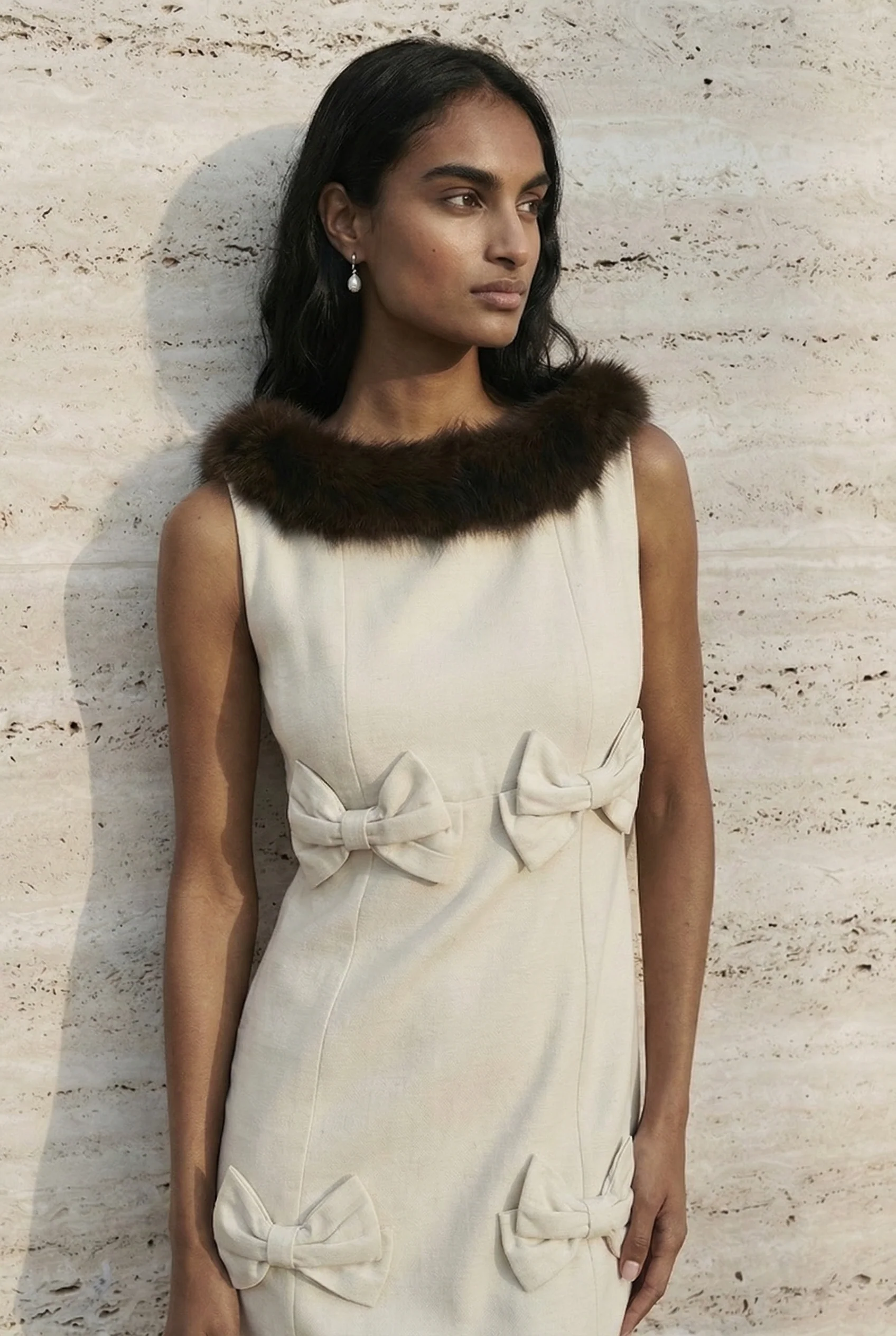 Stone Bow Detail Mini Dress - Image 4