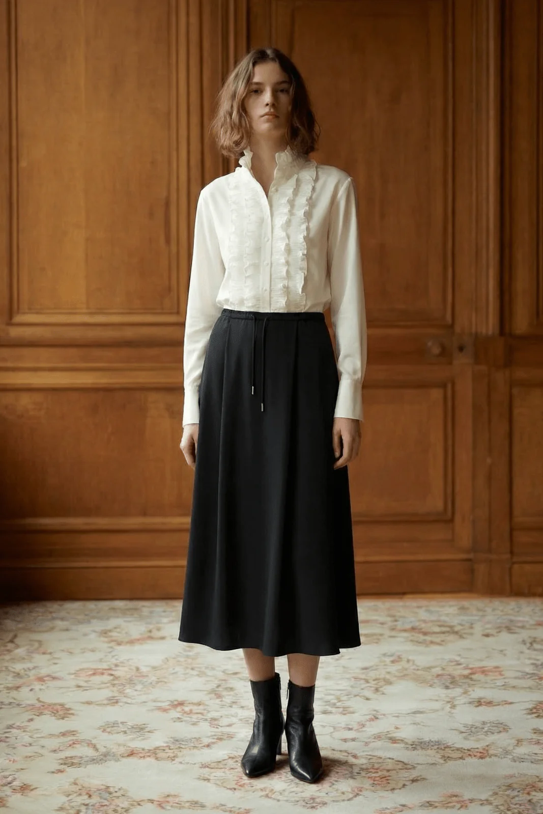 Ivory Ruffled Elegance Shirt - Image 3