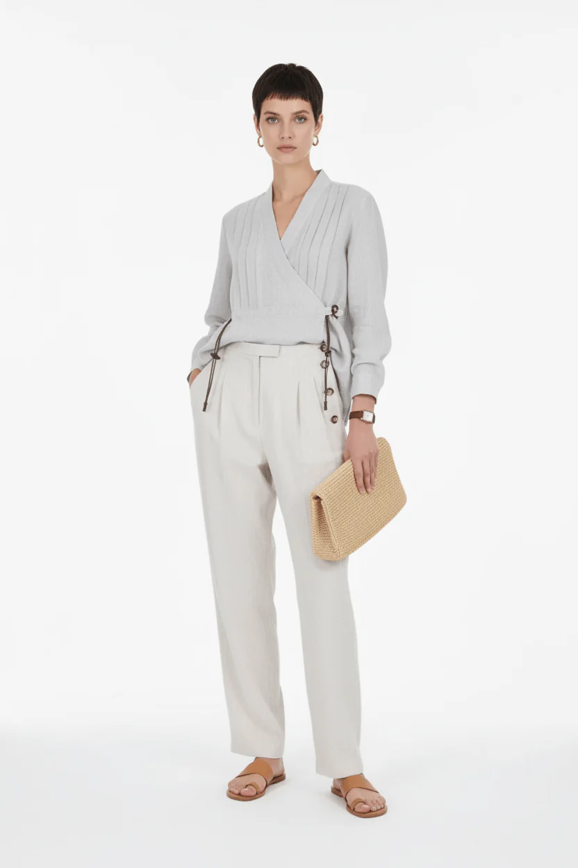 Linen Semi-Grey Blouse - Image 3