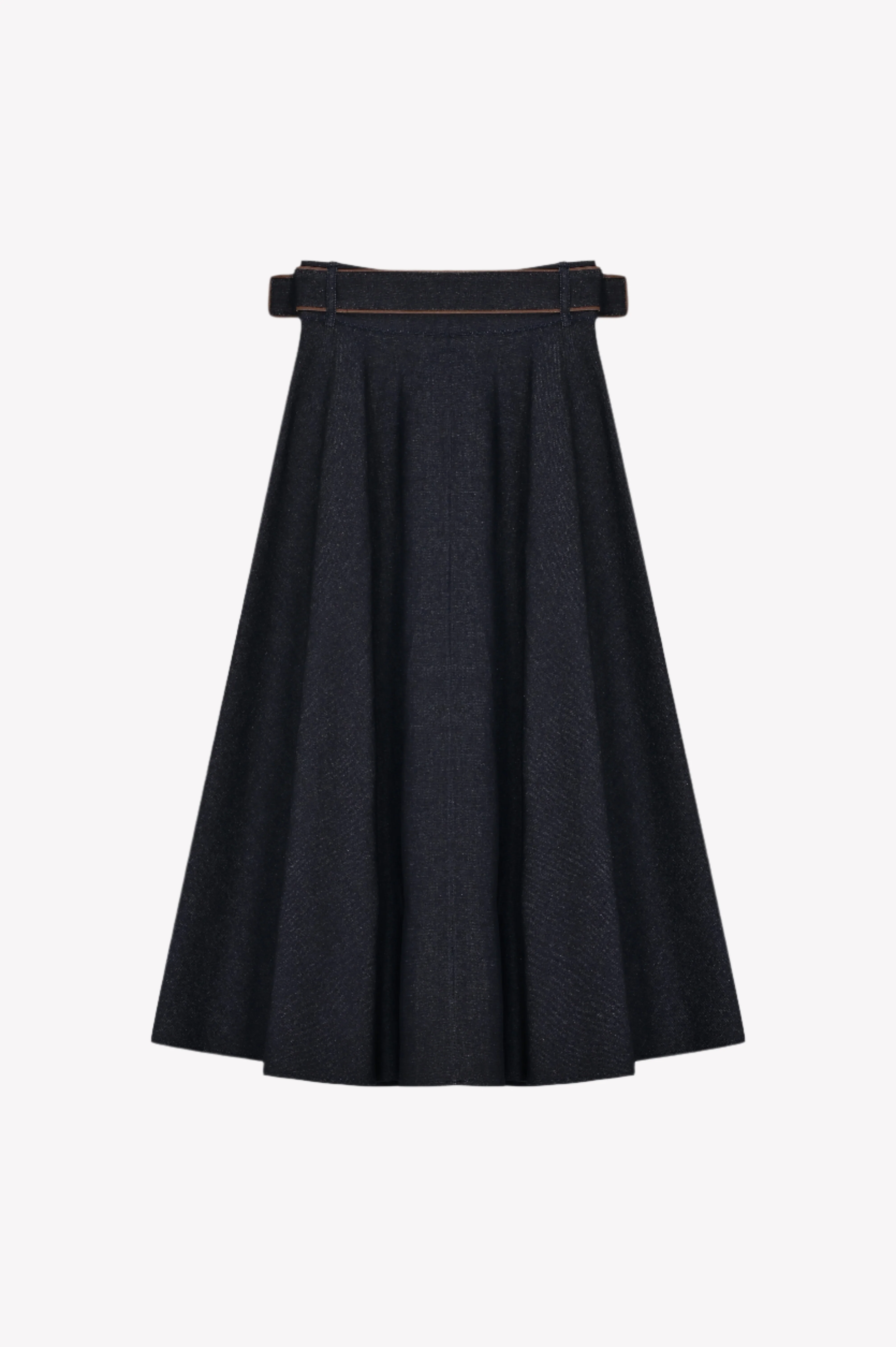 Midnight Navy Flare Denim Skirt - Image 3