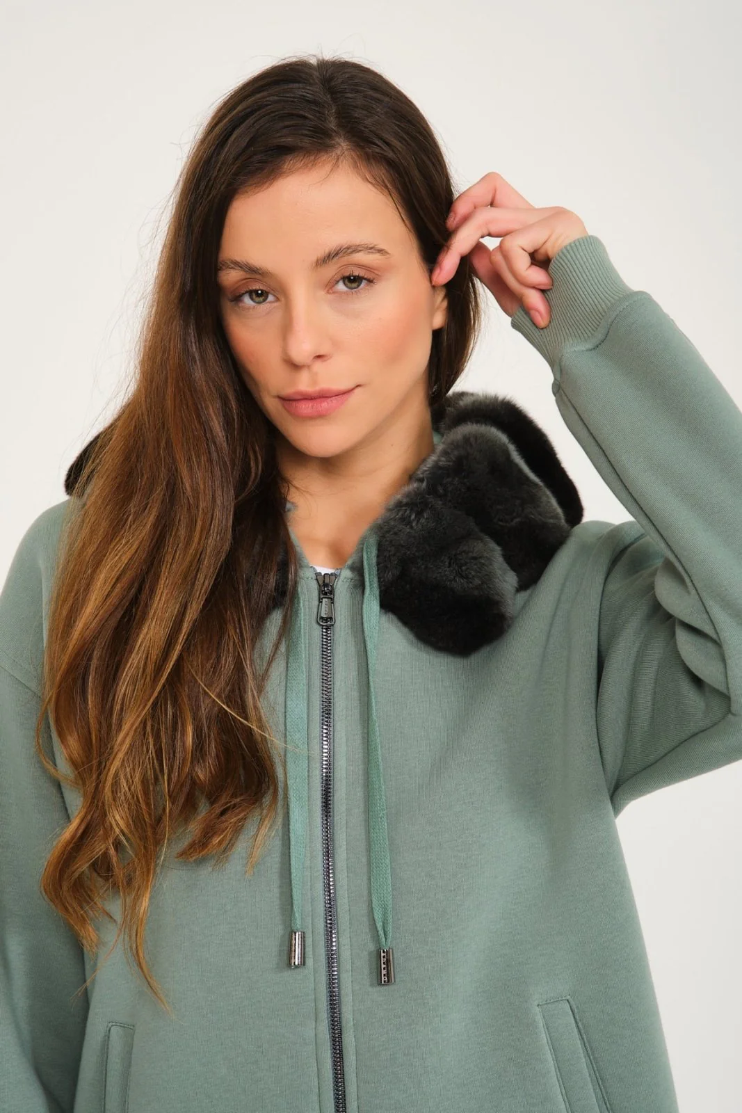 Mint Chinchilla Fur Hoodie & Jogger Set - Image 5
