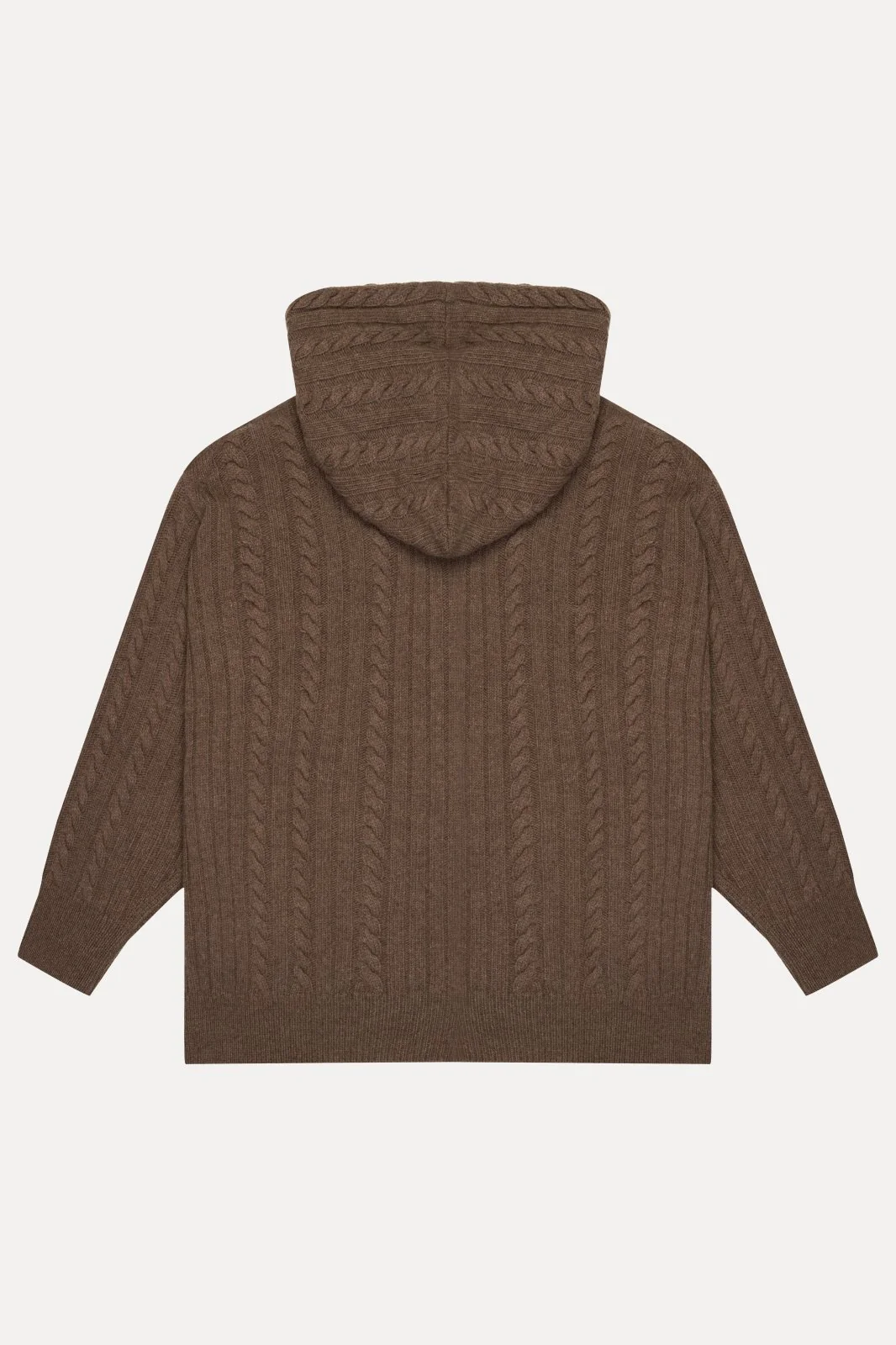 Milk Brown Cable-Knit Wool Hoodie - Image 3