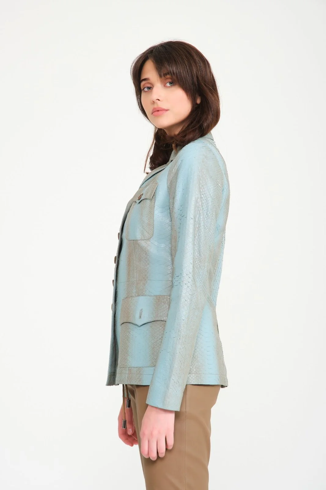 Multicolored Python Leather Jacket - Image 4