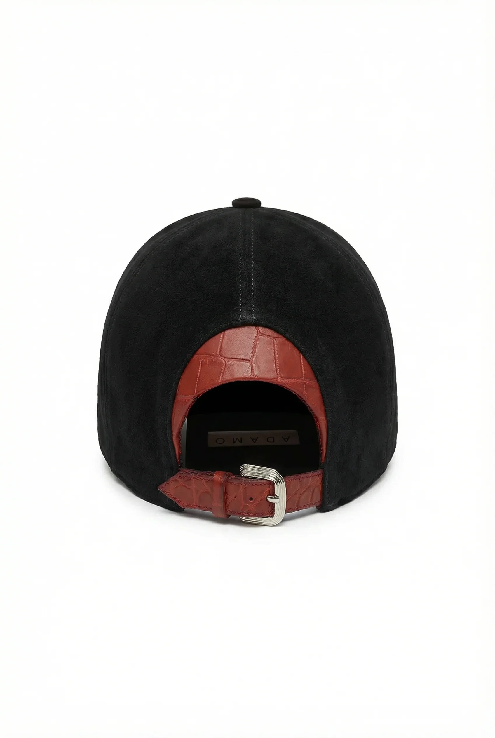Noir Crocodile Leather Contrast Cap - Image 5