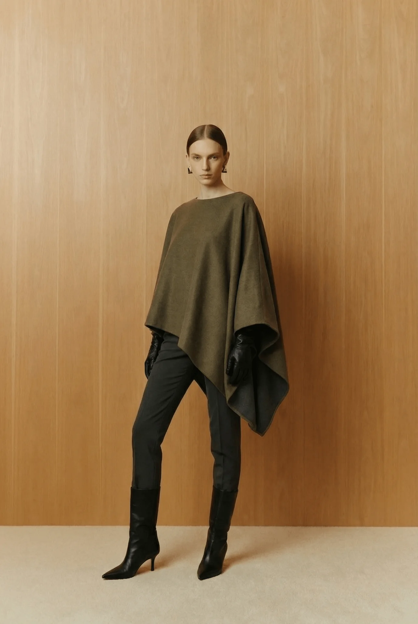 Olive Cascade Draped Cape Top - Image 3