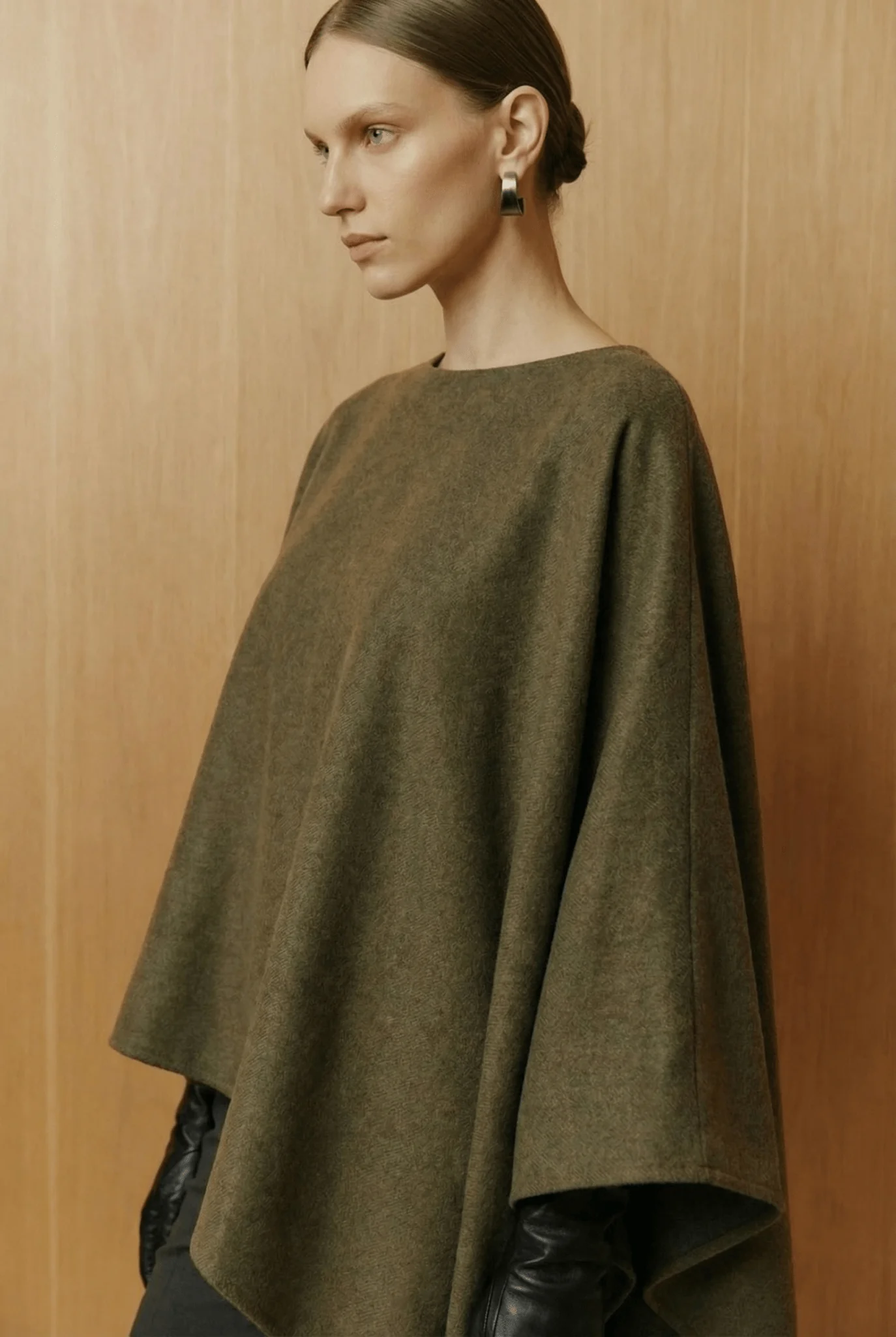 Olive Cascade Draped Cape Top - Image 4