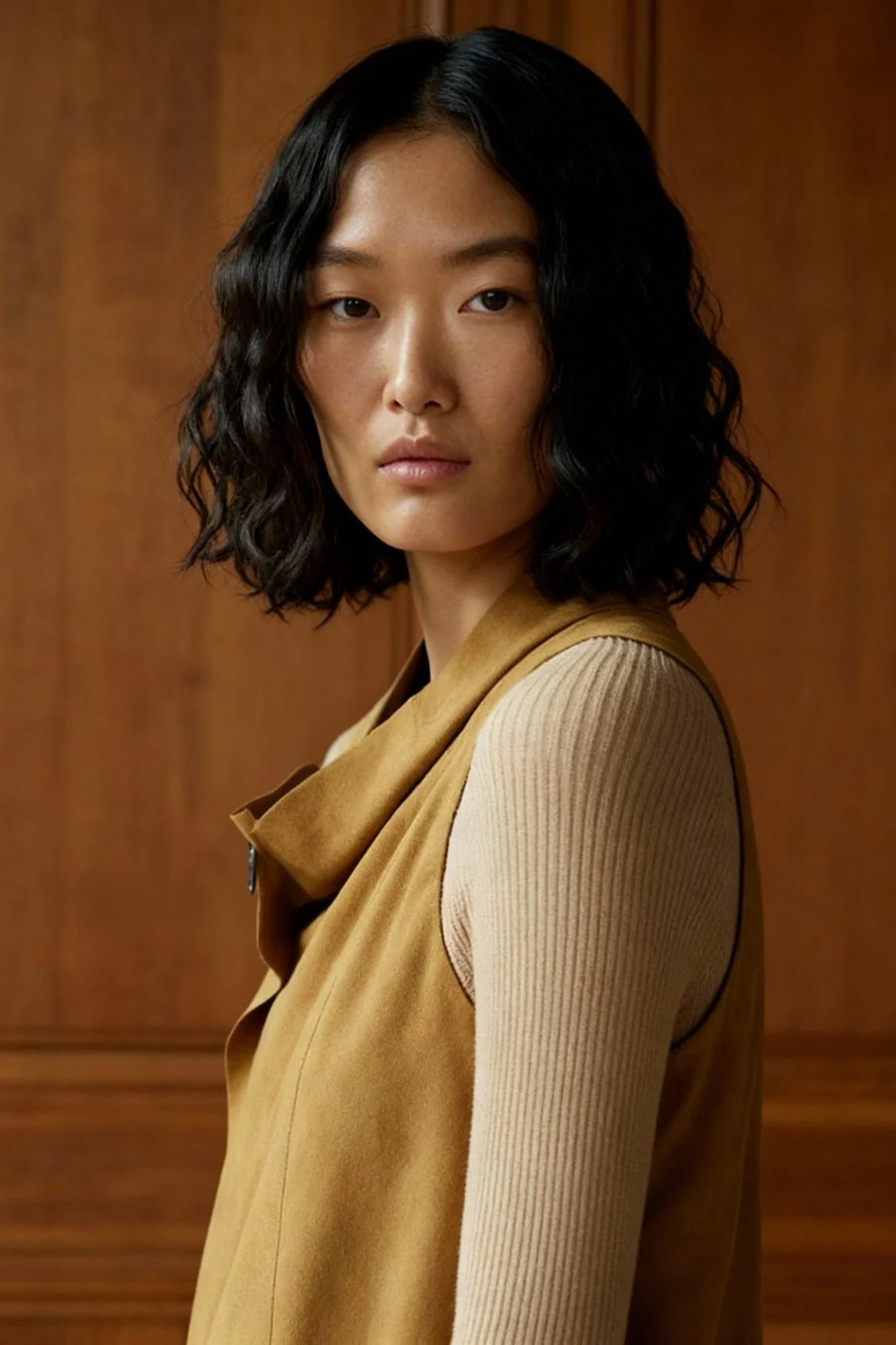 Suede Équilibre Knit-Sleeve Top - Image 4