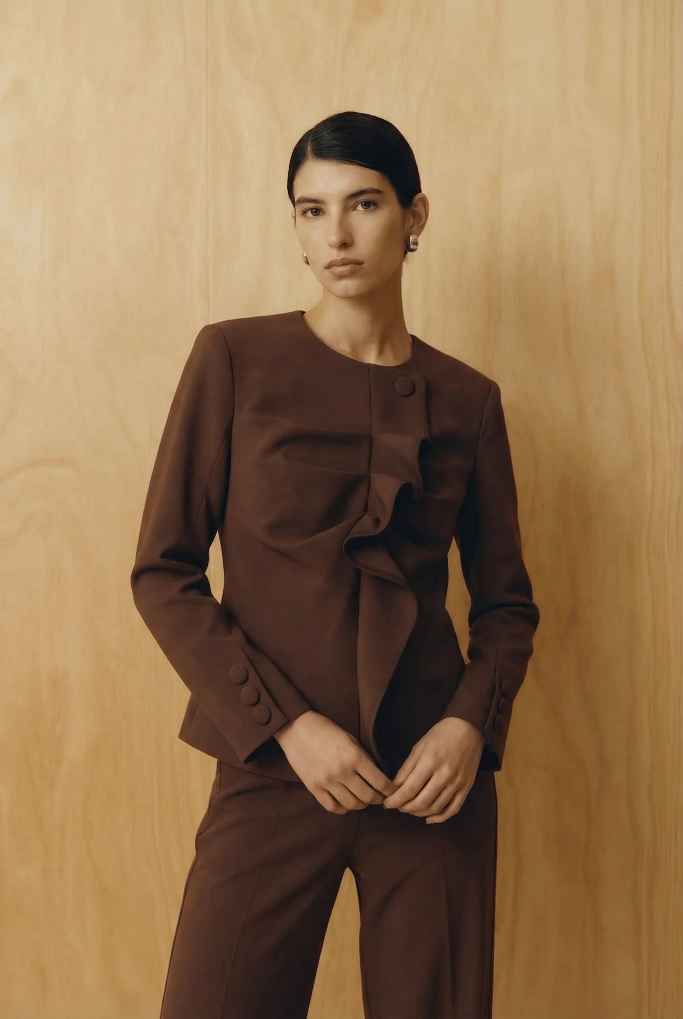 The Espresso Architectural Ruffle Suit - Image 4