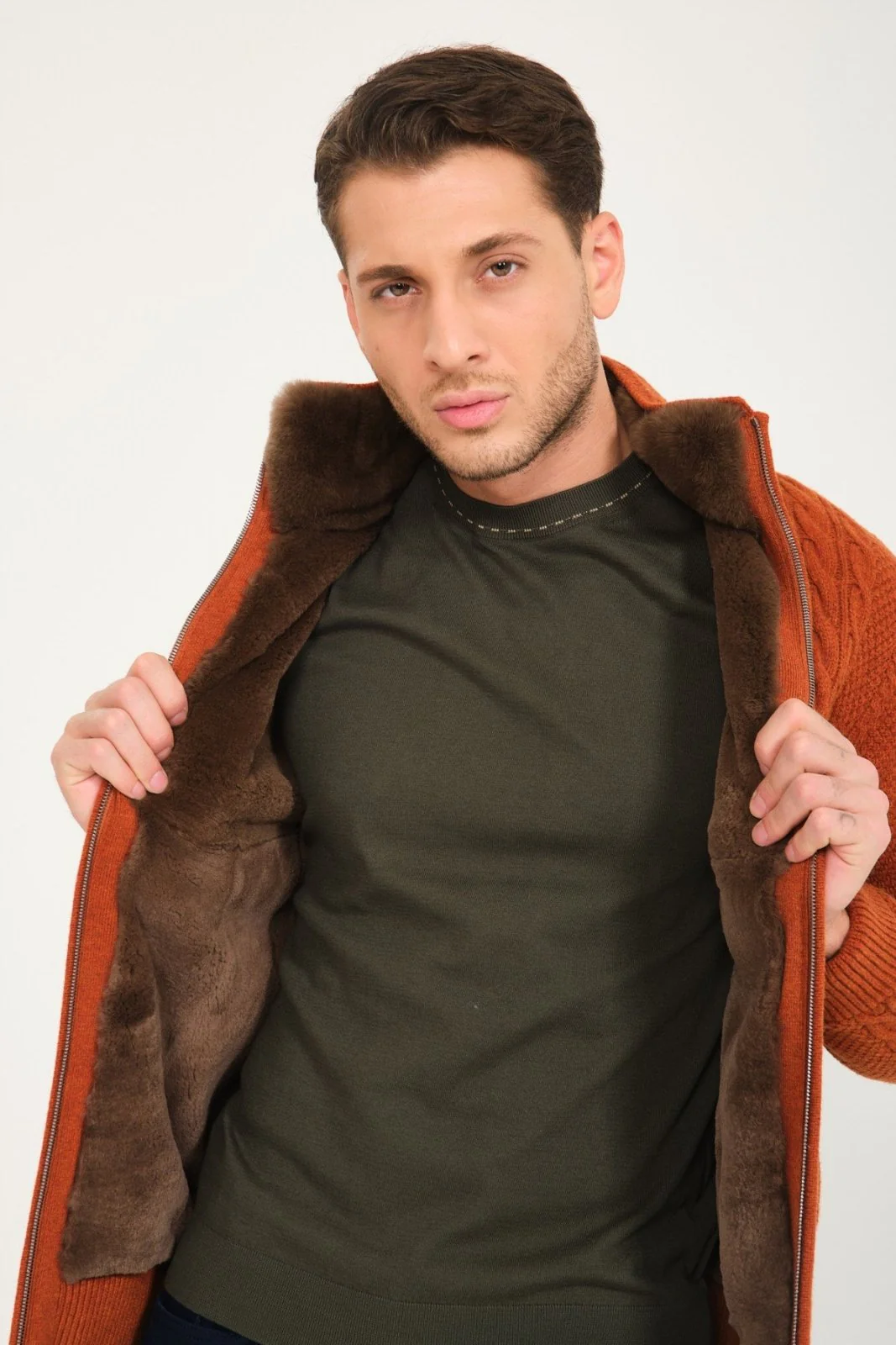 Tile Wool & Rex Fur Knit Cardigan - Image 5